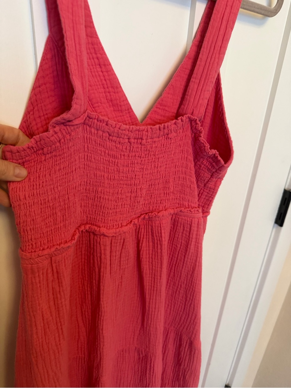 Steve Madden Amira Tiered Cotton Midi Dress Size M Cotton Gauze Pink Sleeveless - Picture 5 of 8